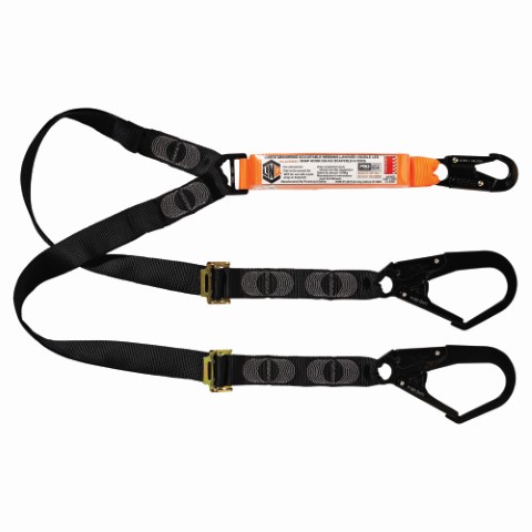 LINQ WEBBING LANYARD ADJUST DBL LEG 1 X SNAP HOOK 2 X DA SCAFF HOOK